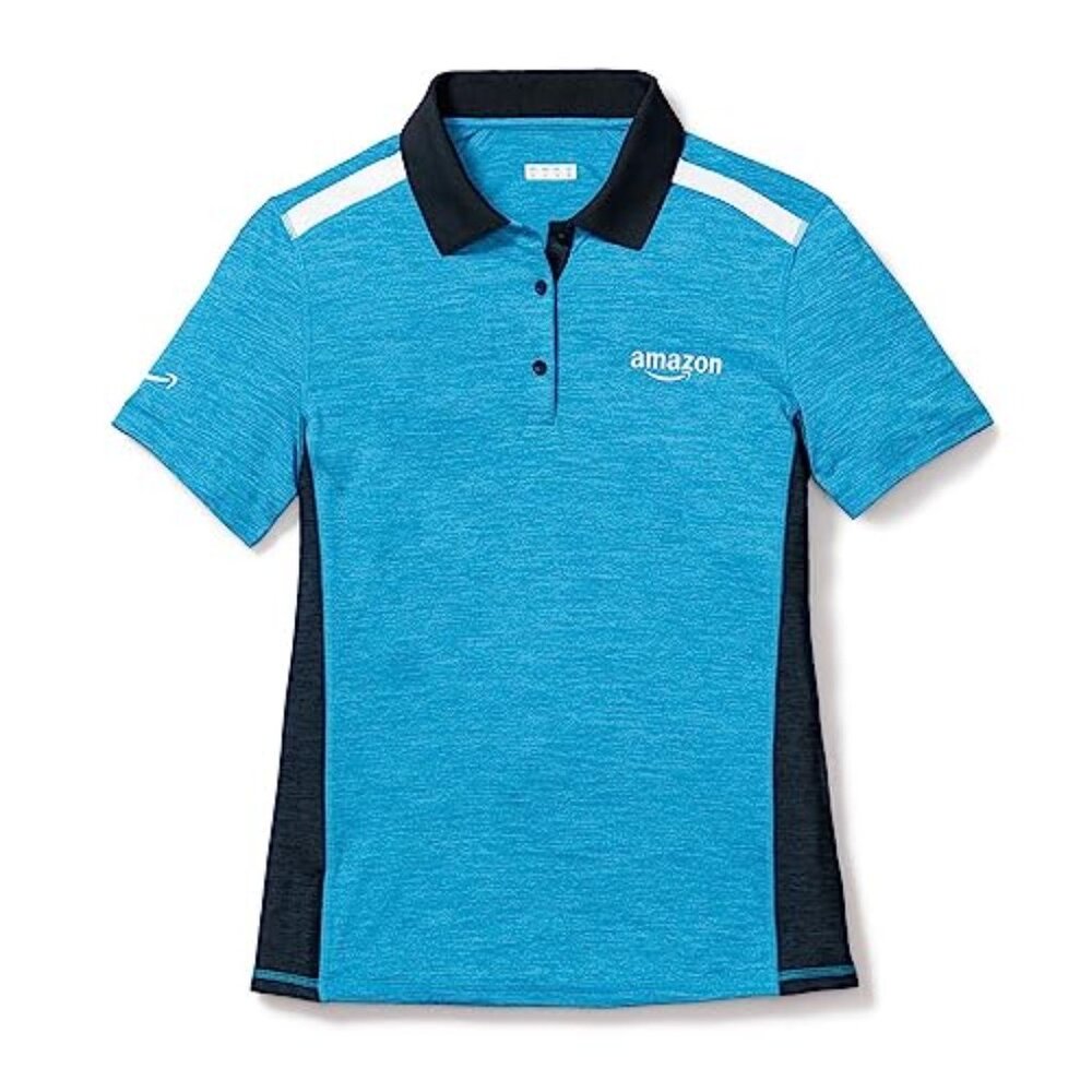 Amazon Men's Short Sleeve Polo - Blue with Black Accents